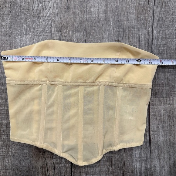 Edikted Yellow Strapless Corset Bustier Crop Top Small Mesh Boned NWT Y2K Sexy - Picture 2 of 8